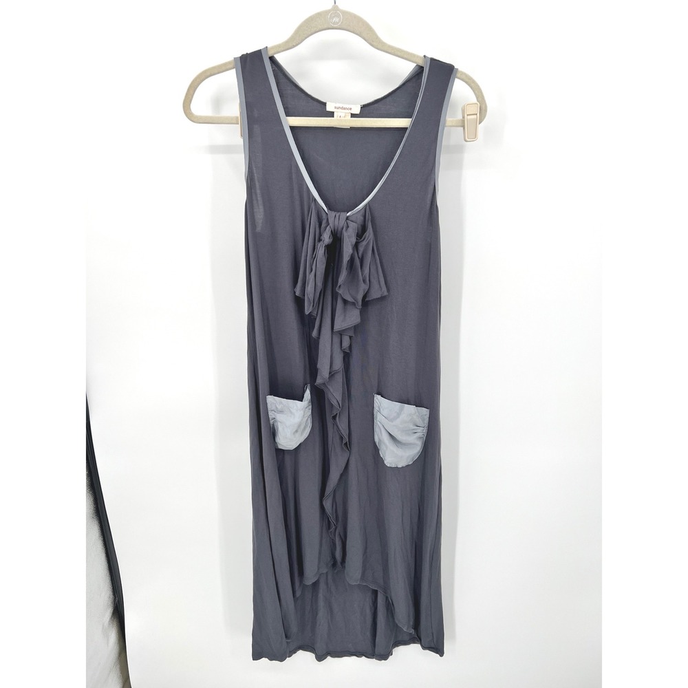 Sundance Gray‎ Modal Ruffle Tie Front Sleeveless High Low Dress Large